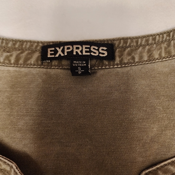 Express Army Green Utility Mini Dress S - Picture 11 of 12